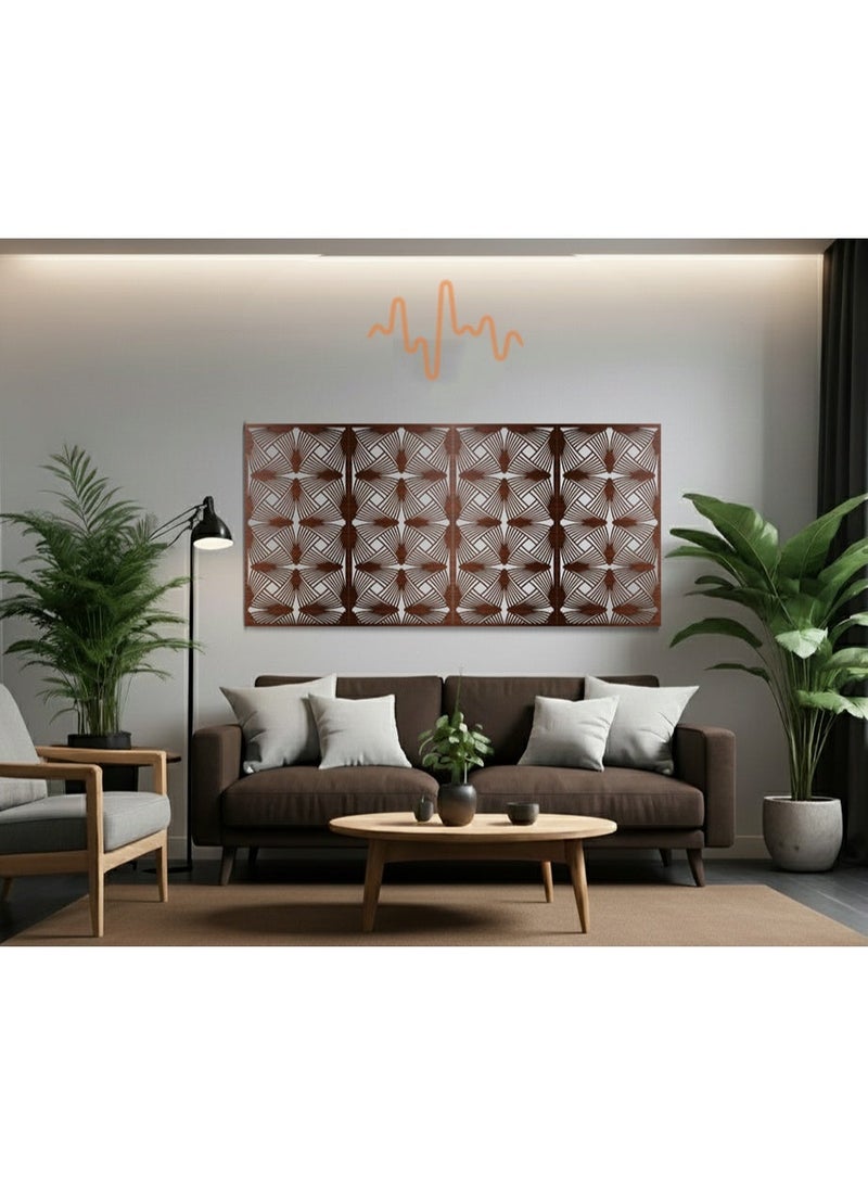 أكويستك موشان لوحات جدارية خشبية من خشب MDF من ACOUSTIC MOTION®، تصميم RAYORA مع شريط لاصق مزدوج الوجه، ديكور جداري بني عصري للمنزل، غرفة المعيشة، غرفة النوم، المكتب والفندق، 25×50×0.5 سم، طقم من 4 قطع - Image 1
